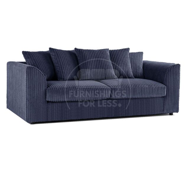 Furnishings For Less UK Luxor Jumbo Cord Fabric 3 Seater Sofa in Navy - image 1