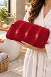 Dyzi 8 Piece Soft Towel Bale Set - Bathroom Towels in Assorted Sizes in Red - thumbnail 2