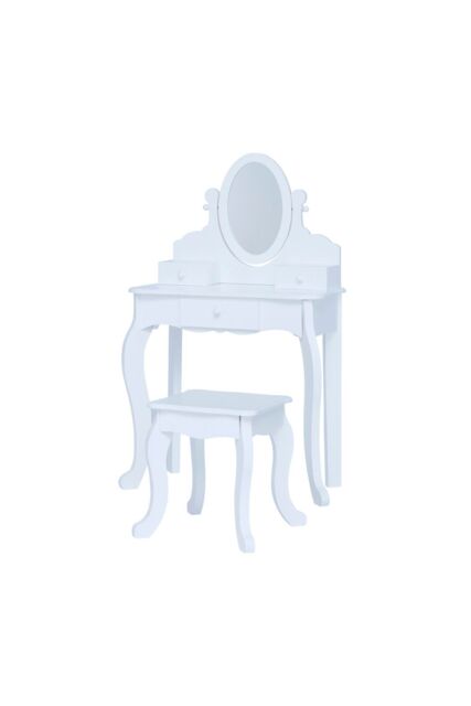 Teamson Kids Little Princess Rapunzel Wooden Kids Vanity Table Play Set, White - image 1