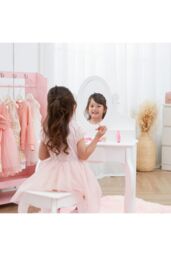 Teamson Kids Little Princess Rapunzel Wooden Kids Vanity Table Play Set, White - thumbnail 6