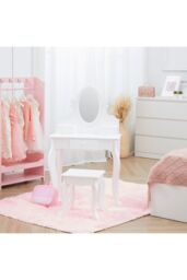 Teamson Kids Little Princess Rapunzel Wooden Kids Vanity Table Play Set, White - thumbnail 3