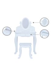 Teamson Kids Little Princess Rapunzel Wooden Kids Vanity Table Play Set, White - thumbnail 5