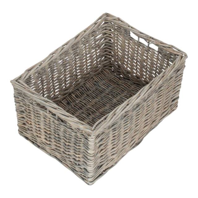Red Hamper Grey Wash Unlined Willow Storage Baskets - Size: Medium - image 1