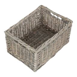 Red Hamper Grey Wash Unlined Willow Storage Baskets - Size: Medium - thumbnail 1