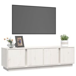Berkfield Home TV Cabinet White 140x40x40 cm Solid Wood Pine - Size: 140 x 40 x 40 cm - thumbnail 4