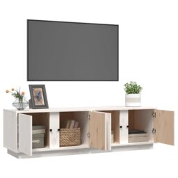 Berkfield Home TV Cabinet White 140x40x40 cm Solid Wood Pine - Size: 140 x 40 x 40 cm - thumbnail 5