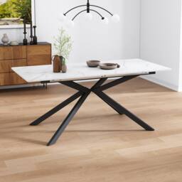 Matteo Extendable Dining Table - Black & White Marble Effect - thumbnail 3