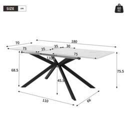 Matteo Extendable Dining Table - Black & White Marble Effect - thumbnail 5