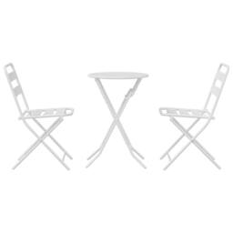 Berkfield Home 3 Piece Folding Bistro Set White Steel - thumbnail 7