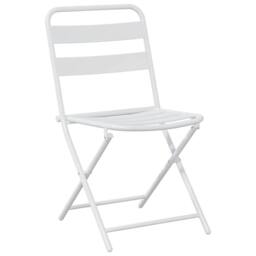 Berkfield Home 3 Piece Folding Bistro Set White Steel - thumbnail 5