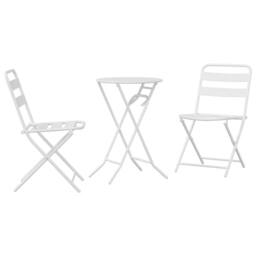 Berkfield Home 3 Piece Folding Bistro Set White Steel - thumbnail 2