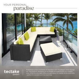 tectake Garden Furniture Set Marbella in Black - Size: 6 Person - thumbnail 4