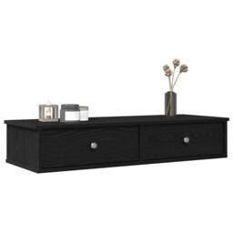 Berkfield Home Wall Shelf with Drawers Black 100x37.5x19 cm Engineered Wood - thumbnail 2