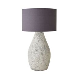 ValueLights Colin Grey Drum Shade Grey Speckled Hand Finished Ceramic Table Lamp with Bulb in Natural - thumbnail 2