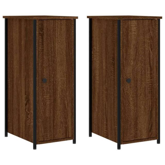Berkfield Home Bedside Cabinets 2 pcs Brown Oak 32x42x80 cm Engineered Wood - Size: 32 x 42 x 80 cm - image 1