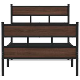 Berkfield Home Elegant Bed Frame Frame with Headboard & Footboard 90x190 cm Single in Brown - thumbnail 4
