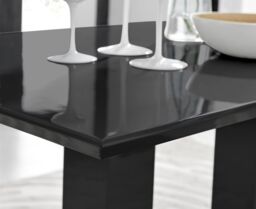 FurnitureboxUK Imperia 150cm 6-Seater Modern High Gloss Pillared Dining Table in Black - thumbnail 3