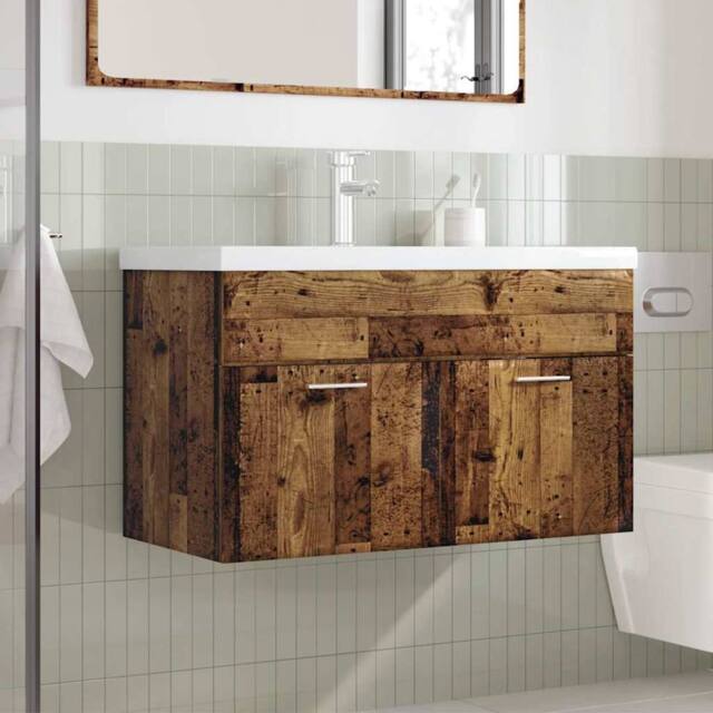 Berkfield Home Practical 2 Piece Bathroom Furniture Set Old Wood Engineered Wood in Brown - image 1