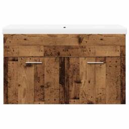 Berkfield Home Practical 2 Piece Bathroom Furniture Set Old Wood Engineered Wood in Brown - thumbnail 4