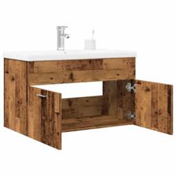 Berkfield Home Practical 2 Piece Bathroom Furniture Set Old Wood Engineered Wood in Brown - thumbnail 2