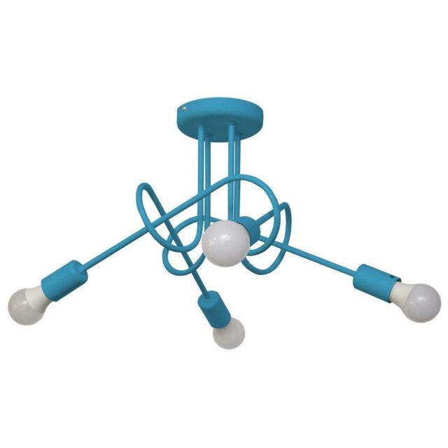 Netlighting Oxford Multi Arm Semi Flush Ceiling Light Turquoise 44cm