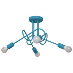 Netlighting Oxford Multi Arm Semi Flush Ceiling Light Turquoise 44cm