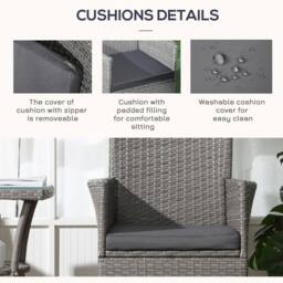 Wyld Haus Ranoyo Ziba Grey Rattan 3 Piece Garden Bistro Set 2 Tier Coffee Table - thumbnail 7