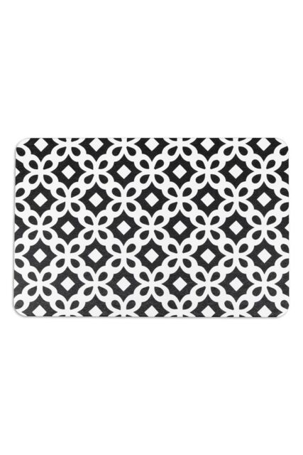 Black Pattern White Stone Non Slip Bath Mat
