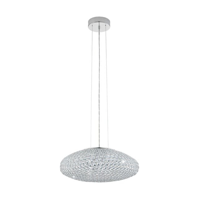 Loops Pendant Ceiling Light Colour Chrome Plated Shade Clear Crystal Bulb E27 3x60W - image 1