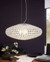 Loops Pendant Ceiling Light Colour Chrome Plated Shade Clear Crystal Bulb E27 3x60W - thumbnail 3