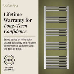 Balterley Straight Heated Towel Rail Radiator, 535W, 600 x 1600mm, Chrome in Silver - thumbnail 7