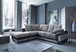 SquareBoxx Arlo Corded Fabric Sofa with Leather-Effect Arms Left Hand Facing Corner in Grey - thumbnail 2