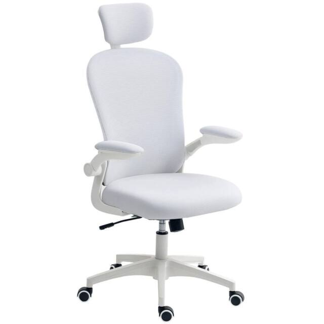 Havendro Mesh Chair with Headrest, 4D Lumbar Support, Flip-up Arm, White - image 1