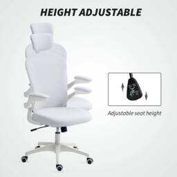 Havendro Mesh Chair with Headrest, 4D Lumbar Support, Flip-up Arm, White - thumbnail 4