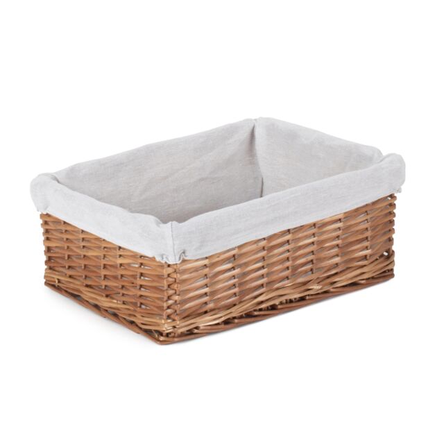 Red Hamper Wicker Double Steamed Storage Basket with White Lining - Size: Medium - image 1