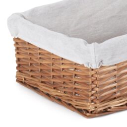 Red Hamper Wicker Double Steamed Storage Basket with White Lining - Size: Medium - thumbnail 2