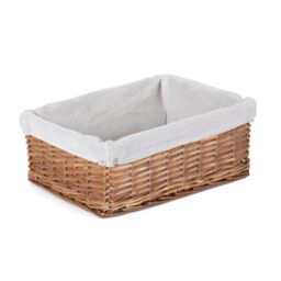 Red Hamper Wicker Double Steamed Storage Basket with White Lining - Size: Medium - thumbnail 1