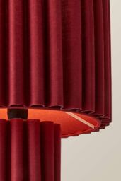 ValueLights Lenny Drum Lamp Shade Colour Drench Ribbed Full Fabric Table Lamp in Burgundy - thumbnail 4