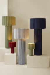 ValueLights Lenny Drum Lamp Shade Colour Drench Ribbed Full Fabric Table Lamp in Burgundy - thumbnail 8