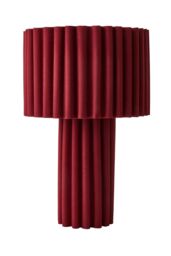 ValueLights Lenny Drum Lamp Shade Colour Drench Ribbed Full Fabric Table Lamp in Burgundy - thumbnail 6