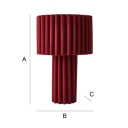ValueLights Lenny Drum Lamp Shade Colour Drench Ribbed Full Fabric Table Lamp in Burgundy - thumbnail 9