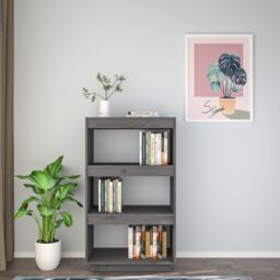 Berkfield Home Book Cabinet/Room Divider Grey 60x35x103 cm Solid Wood Pine - Size: 60 x 35 x 103 cm - thumbnail 3
