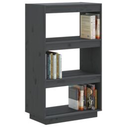 Berkfield Home Book Cabinet/Room Divider Grey 60x35x103 cm Solid Wood Pine - Size: 60 x 35 x 103 cm - thumbnail 4