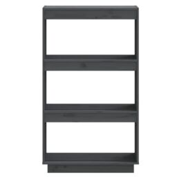 Berkfield Home Book Cabinet/Room Divider Grey 60x35x103 cm Solid Wood Pine - Size: 60 x 35 x 103 cm - thumbnail 5