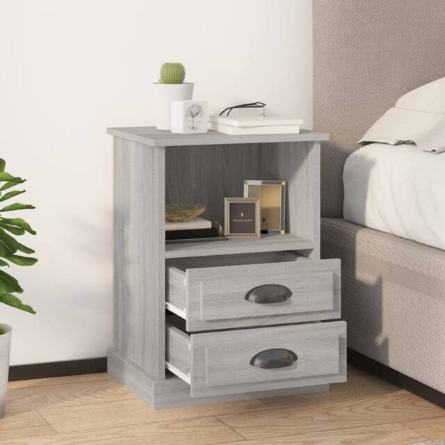 Berkfield Home Elegant Bedside Cabinet Grey Sonoma 43x36x60 cm - Size: 43 x 36 x 60 cm - image 1