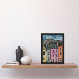 Artery8 Edinburgh Castle Grassmarket Cityscape Scotland Framed Wall Art - Size: A4 - thumbnail 4