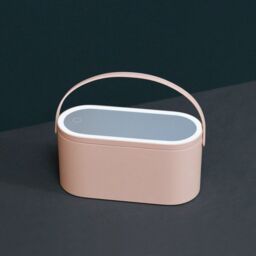 Leaper Creative Organizer Cosmetic Mirror Portable Handheld Makeup Case in Pink