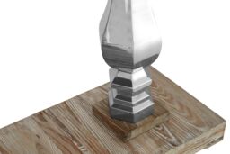 Orsina Pine Wooden Top Console Table, Decorative Hallway Table With Silver Pillars, Metallic Textured Console Table - thumbnail 5