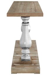 Orsina Pine Wooden Top Console Table, Decorative Hallway Table With Silver Pillars, Metallic Textured Console Table - thumbnail 3