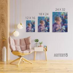 "Artery8 Young Woman Sewing Renoir Vintage Canvas Wall Art in Blue - Size: W18"" x H24""" - thumbnail 4